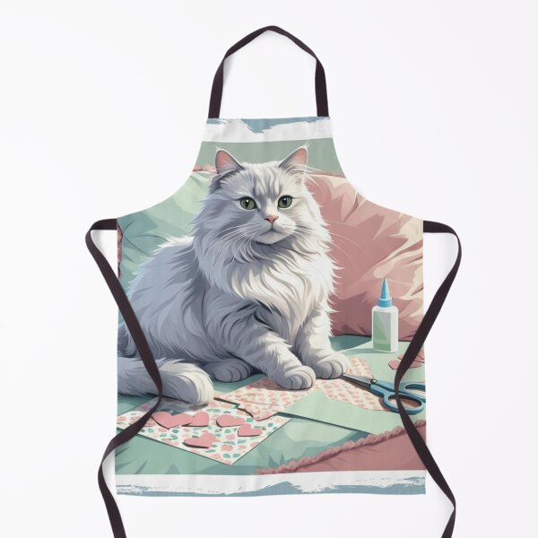 Item preview, Fluffy Grey Cat with Scrapbooking Tools – Crafty Cats Series designed and sold by jelonkaa.