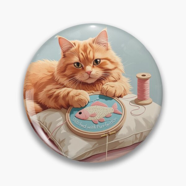 Item preview, Ginger Cat with Embroidery Hoop – Cozy Needlework Art designed and sold by jelonkaa.