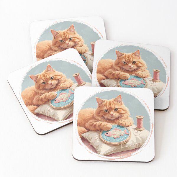 Item preview, Ginger Cat with Embroidery Hoop – Cozy Needlework Art designed and sold by jelonkaa.
