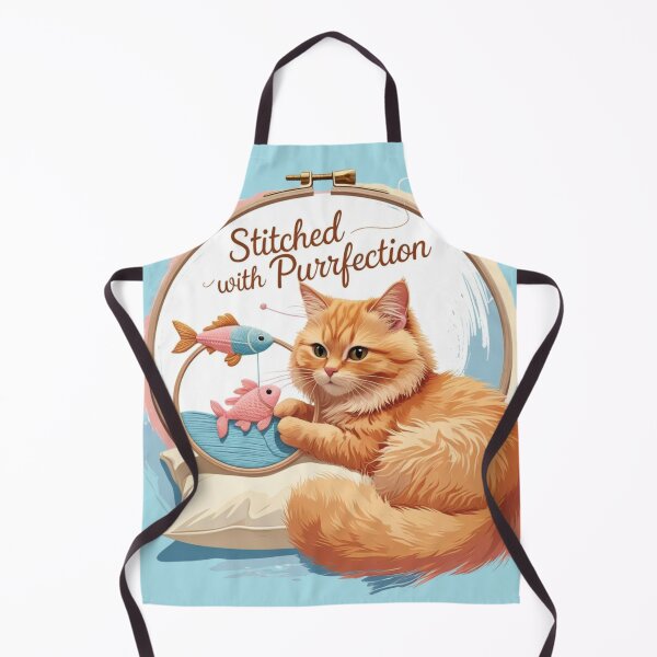 Item preview, Ginger Cat with Embroidery Hoop – Cute Crafting Cat Illustration designed and sold by jelonkaa.