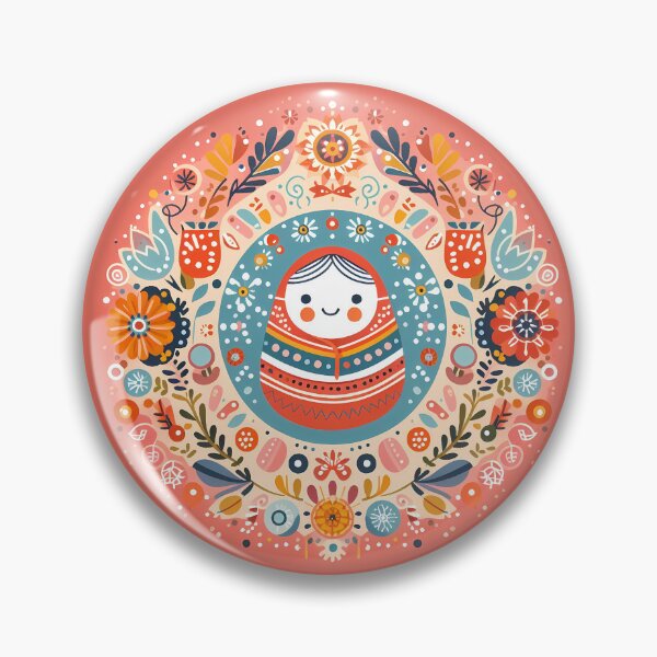 Item preview, Warm Folk Art Swaddled Baby - Ornate Salmon Pink Floral Wreath - Scandinavian Folk Art by heidiannemorris © designed and sold by FOLK ART FUSION by heidiannemorris.