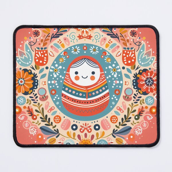 Item preview, Warm Folk Art Swaddled Baby - Ornate Salmon Pink Floral Wreath - Scandinavian Folk Art by heidiannemorris © designed and sold by FOLK ART FUSION by heidiannemorris.