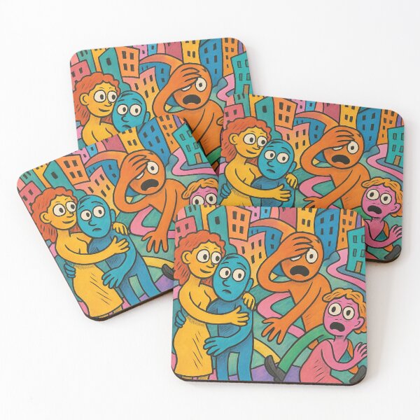 Item preview, Colorful Urban Panic Scene Illustration designed and sold by weirdfishes123.