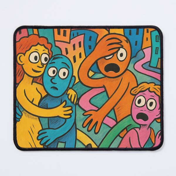 Item preview, Colorful Urban Panic Scene Illustration designed and sold by weirdfishes123.