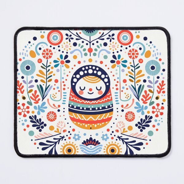 Item preview, Serene Folk Art Swaddled Baby - Detailed Bright Colours on White - Scandinavian Folk Art by heidiannemorris © designed and sold by FOLK ART FUSION by heidiannemorris.