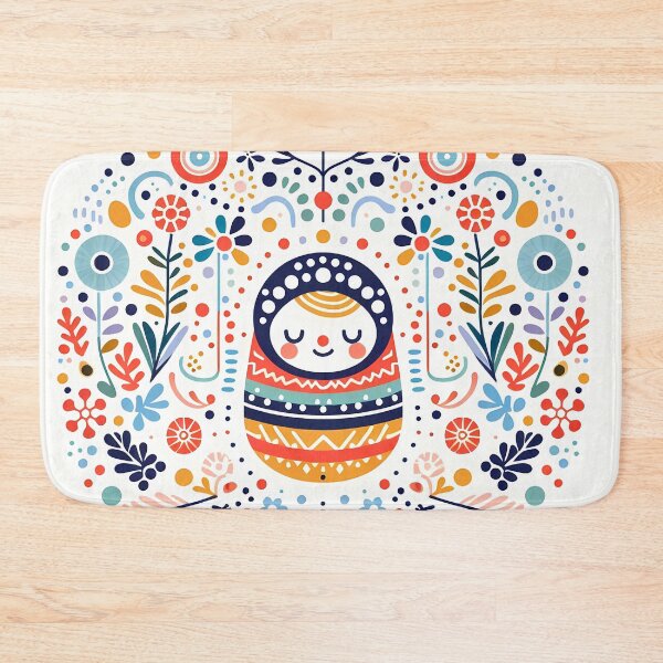 Item preview, Serene Folk Art Swaddled Baby - Detailed Bright Colours on White - Scandinavian Folk Art by heidiannemorris © designed and sold by FOLK ART FUSION by heidiannemorris.