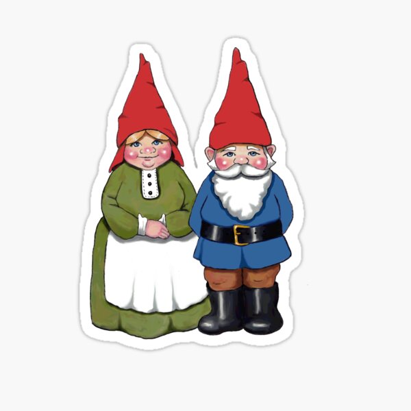 Item preview, Gnome Couple, Man and Wife, Hand Drawn Gnomes, Fantasy Art designed and sold by JoyfulWhimsy.