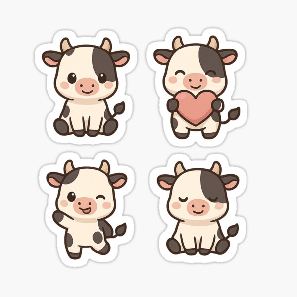 Item preview, Cute Chibi Farm Cow Stickers designed and sold by IttyChibi.