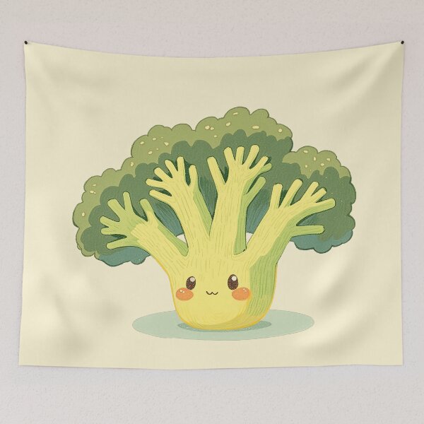 Item preview, Cute Kawaii Broccoli – Happy Fruit Illustration designed and sold by DesertOptimist.