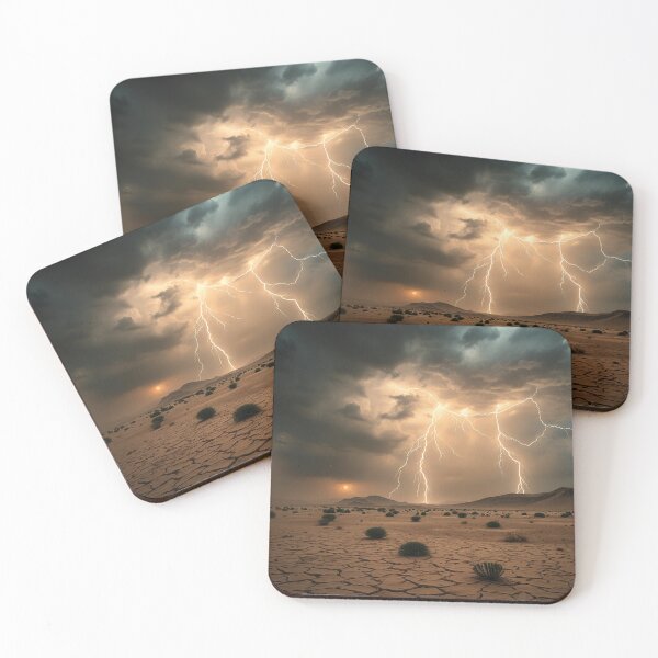 Item preview, Killer Lightning Storm over Parched Desert designed and sold by bytefulbloom.