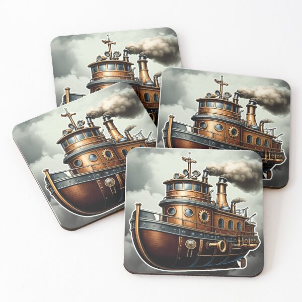 Item preview, Steampunk Tugboat Vintage Illustration designed and sold by PrintBreeze.