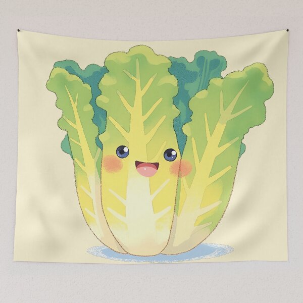 Item preview, Cute Kawaii Lettuce – Happy Fruit Illustration designed and sold by DesertOptimist.