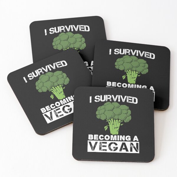 Item preview, I Survived Becoming A Vegan Funny Food Quote designed and sold by SharpThreadZ.