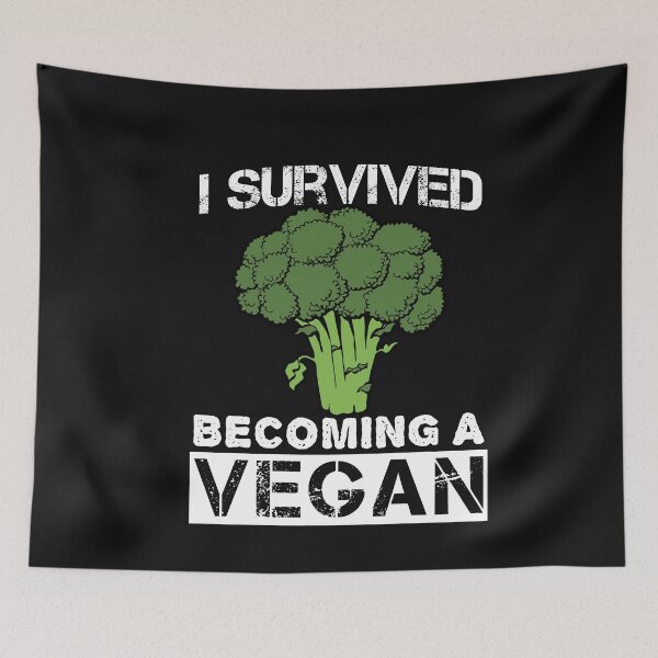 Item preview, I Survived Becoming A Vegan Funny Food Quote designed and sold by SharpThreadZ.