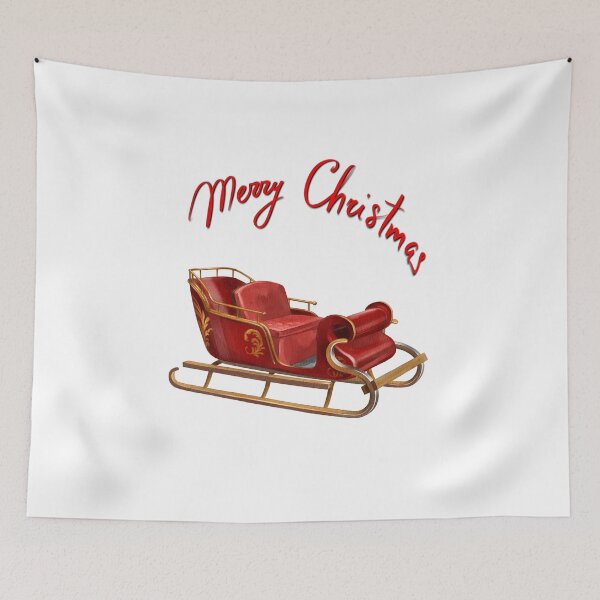 Item preview, Festive Christmas sleigh decoration with a warm greeting created for holiday cheer in a cozy setting designed and sold by Ms. Iryna.
