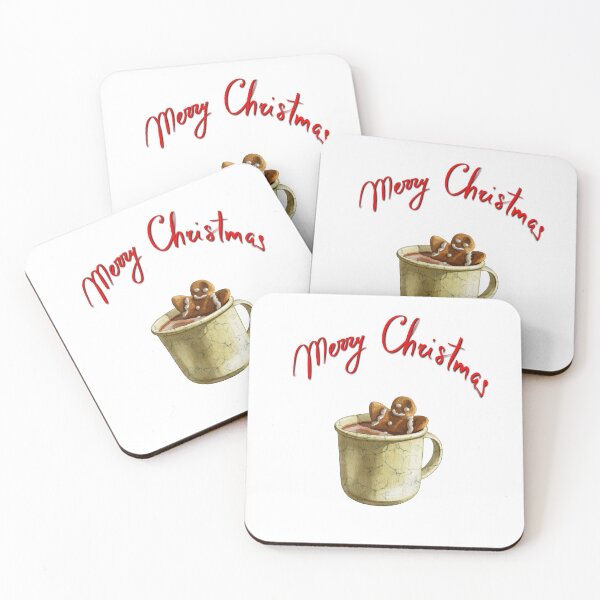Item preview, Delicious gingerbread cookie in a cup of hot chocolate with festive greeting in a cozy winter setting designed and sold by Ms. Iryna.