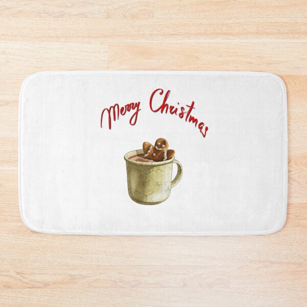 Item preview, Delicious gingerbread cookie in a cup of hot chocolate with festive greeting in a cozy winter setting designed and sold by Ms. Iryna.