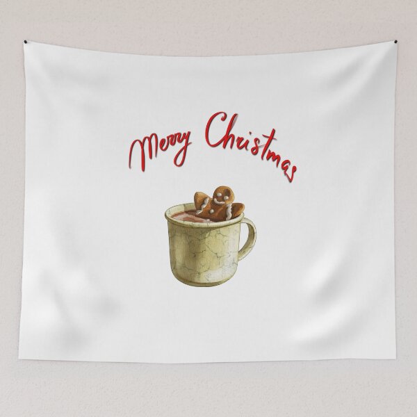 Item preview, Delicious gingerbread cookie in a cup of hot chocolate with festive greeting in a cozy winter setting designed and sold by Ms. Iryna.