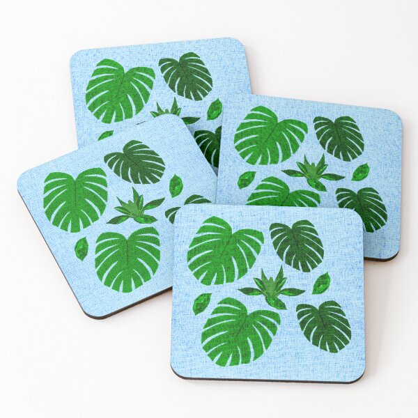 Item preview, Green Monstera with Blue Burlap Texture designed and sold by Ulises Pineda.