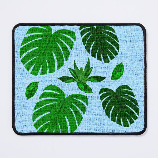 Item preview, Green Monstera with Blue Burlap Texture designed and sold by Ulises Pineda.