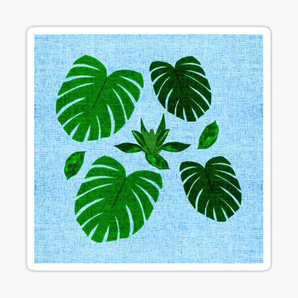 Item preview, Green Monstera with Blue Burlap Texture designed and sold by Ulises Pineda.