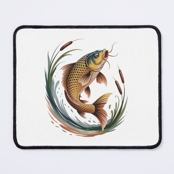 Item preview, Golden Carp Glory – Golden Carp among Reeds and Water Lilies designed and sold by FusiTink.