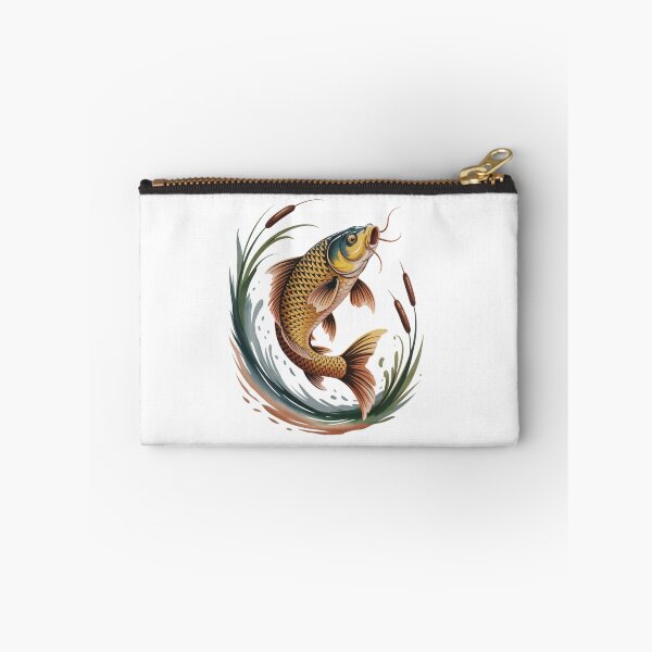 Item preview, Golden Carp Glory – Golden Carp among Reeds and Water Lilies designed and sold by FusiTink.