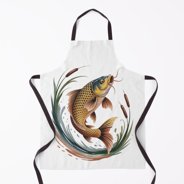Item preview, Golden Carp Glory – Golden Carp among Reeds and Water Lilies designed and sold by FusiTink.