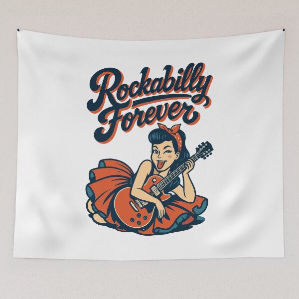 Item preview, Rockabilly forever electric guitar woman 50s gift designed and sold by Pineapple-Tree.