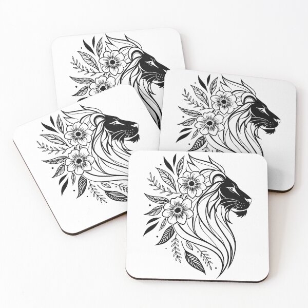 Item preview, Lion Elegance – Floral Tribal Line Art Design designed and sold by SoftStyleStudio ⭐⭐⭐.