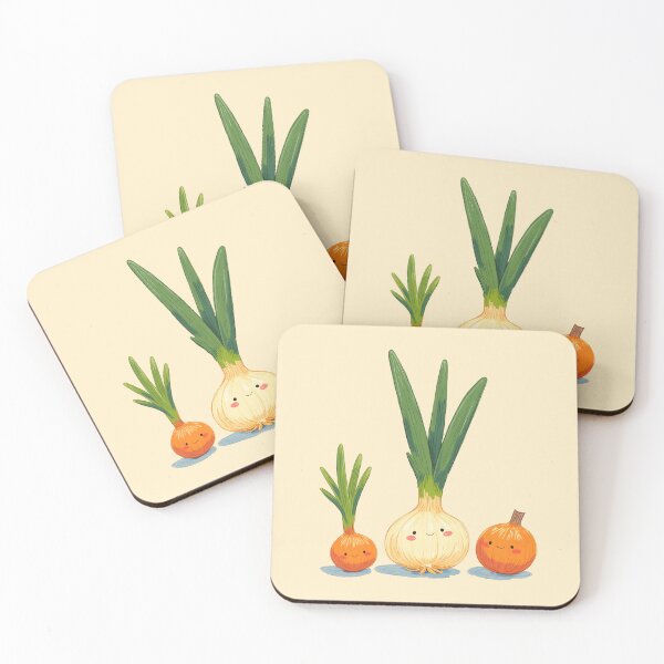 Item preview, Three Cute Kawaii Onions – Happy Vegetable Friends Illustration designed and sold by DesertOptimist.