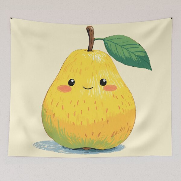 Item preview, Cute Kawaii Pear – Happy Fruit Illustration designed and sold by DesertOptimist.