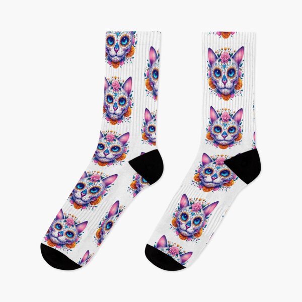Item preview, Decorative Cat Sugar Skull – Day of the Dead Folk Art Portrait designed and sold by  Ojo de Lilith.