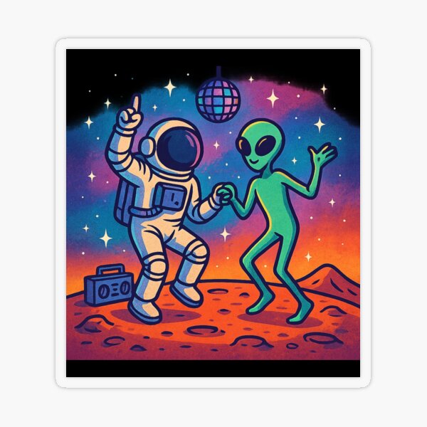 Item preview, Dance Party on Mars – Astronaut & Alien designed and sold by LazyGirlVibes.