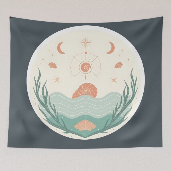 Item preview, Sacred Water Dawn – Coral Spiral & Light Seaweed designed and sold by 	aluzia.design.