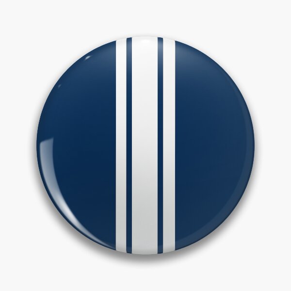 Item preview, Single Stripe with 2 Thick Pinstripes (White on Coker Blue) designed and sold by Racing Stripes Only.