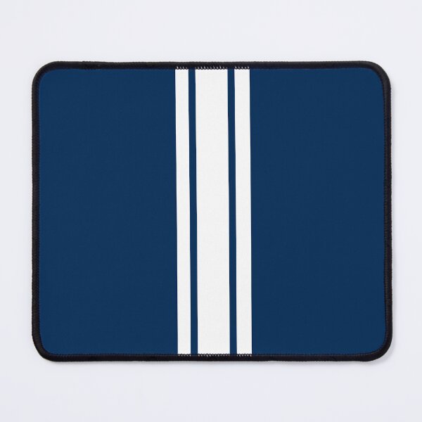Item preview, Single Stripe with 2 Thick Pinstripes (White on Coker Blue) designed and sold by Racing Stripes Only.