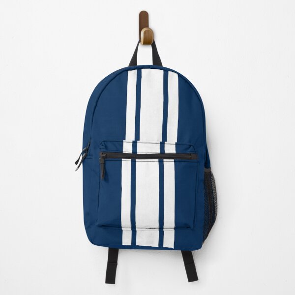 Item preview, Single Stripe with 2 Thick Pinstripes (White on Coker Blue) designed and sold by Racing Stripes Only.