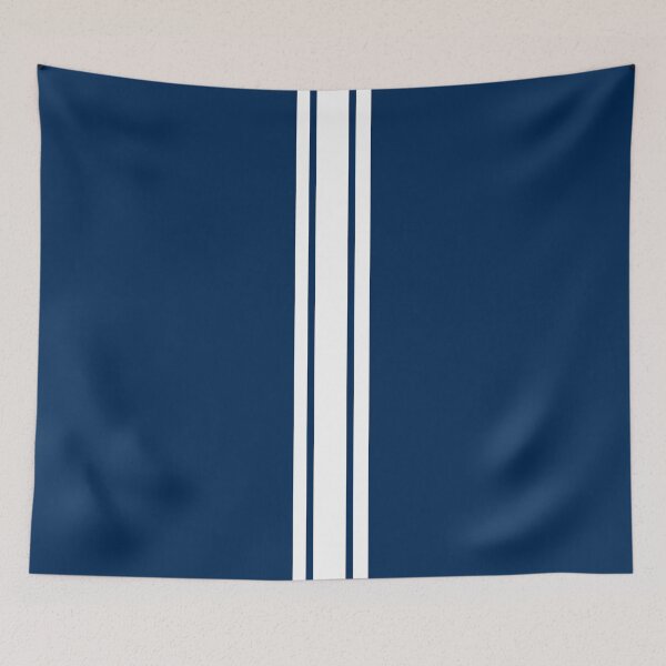 Item preview, Single Stripe with 2 Thick Pinstripes (White on Coker Blue) designed and sold by Racing Stripes Only.