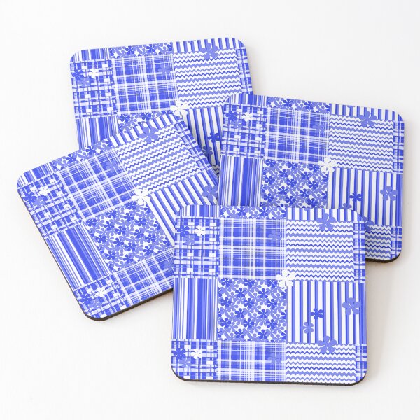 Item preview, Blue and White Patchwork Seamless Repeat designed and sold by Sharon Schwalbe.
