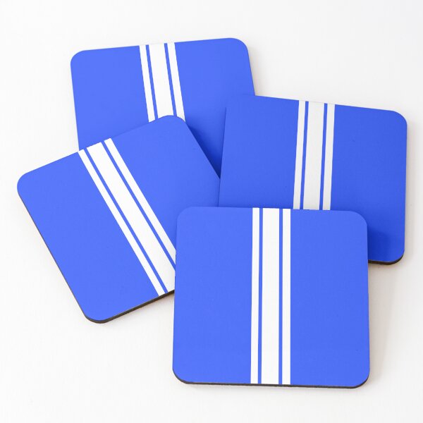 Item preview, Single Stripe with 2 Thick Pinstripes (White on Neon Blue) designed and sold by Racing Stripes Only.