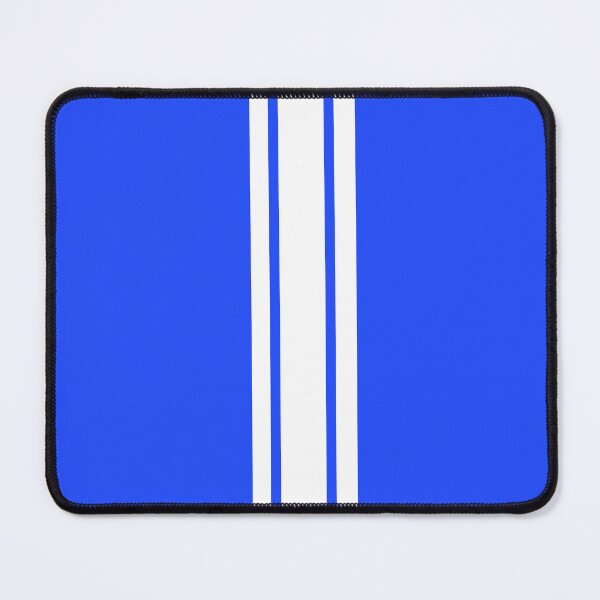 Item preview, Single Stripe with 2 Thick Pinstripes (White on Neon Blue) designed and sold by Racing Stripes Only.