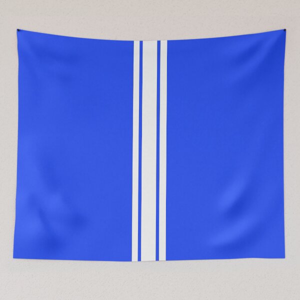 Item preview, Single Stripe with 2 Thick Pinstripes (White on Neon Blue) designed and sold by Racing Stripes Only.