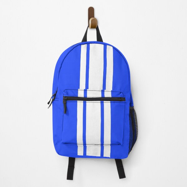 Item preview, Single Stripe with 2 Thick Pinstripes (White on Neon Blue) designed and sold by Racing Stripes Only.