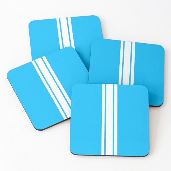 Item preview, Single Stripe with 2 Thick Pinstripes (White on Deep Sky Blue) designed and sold by Racing Stripes Only.