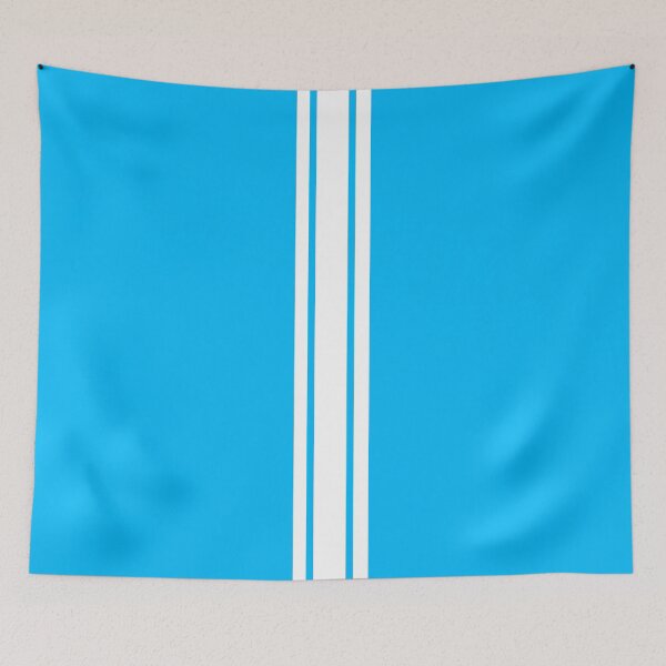 Item preview, Single Stripe with 2 Thick Pinstripes (White on Deep Sky Blue) designed and sold by Racing Stripes Only.