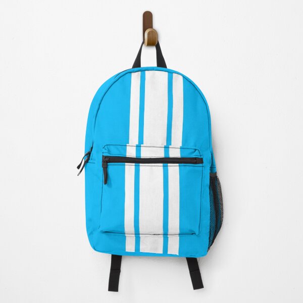 Item preview, Single Stripe with 2 Thick Pinstripes (White on Deep Sky Blue) designed and sold by Racing Stripes Only.
