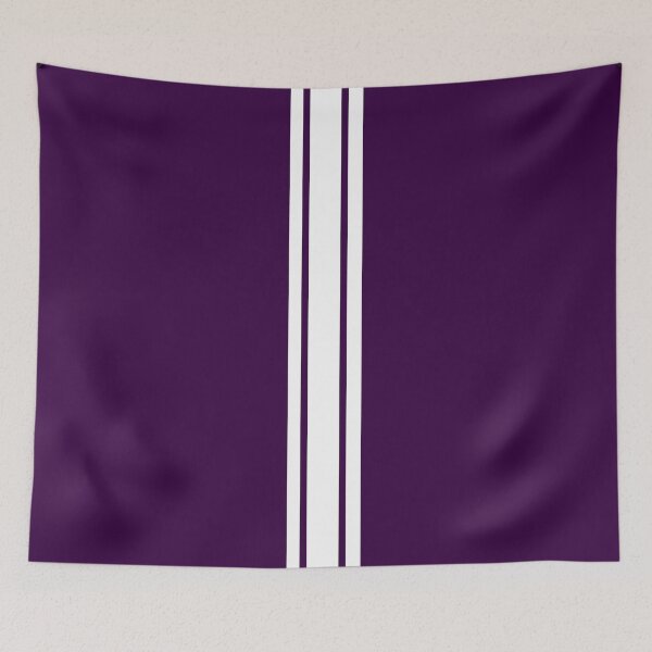 Item preview, Single Stripe with 2 Thick Pinstripes (White on Deep Purple) designed and sold by Racing Stripes Only.