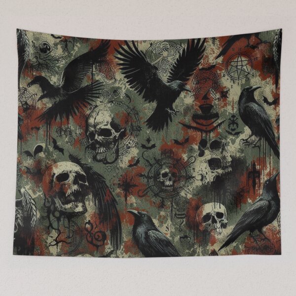 Item preview, Covenant of Camouflage: Ravens and Skulls designed and sold by Woven-myth.