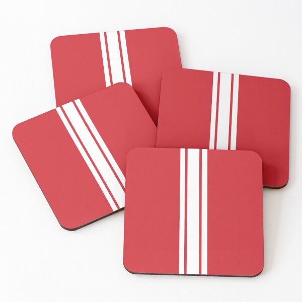 Item preview, Single Stripe with 2 Thick Pinstripes (White on Fire Engine Red) designed and sold by Racing Stripes Only.